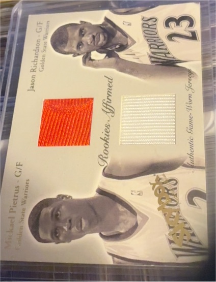 2003-04 Fleer Rookies Affirmed Mickael Pietrus & Jason Richardson Relic — front