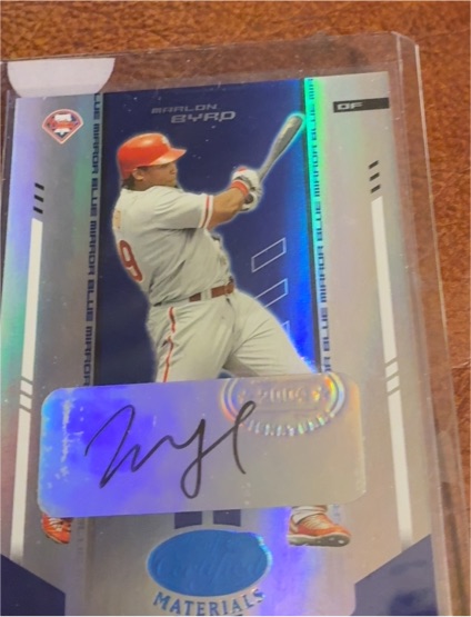 2003 Leaf Certified Materials #142 Marlon Byrd Mirror Blue Signatures — front