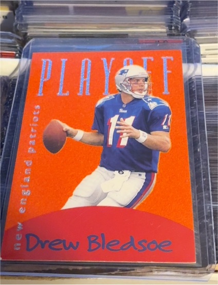 1996 Playoff Felt #3B Drew Bledsoe Orange Felt New England Patriots — front