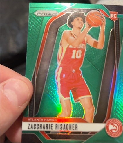 2024-25 Panini Prizm #265 Zaccharie Risacher Green Prizm Rookie — front