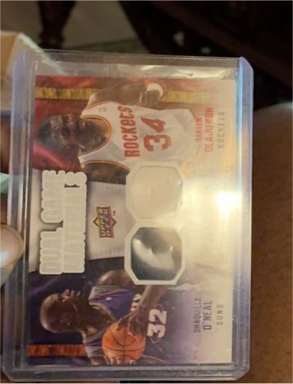 2009 Upper Deck Dual Game Materials Hakeem Olajuwon Shaquille O'Neal — front