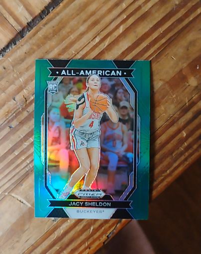 2024 Panini Prizm Draft Picks #16 Jacy Sheldon All-American Green Prizm Rookie — front
