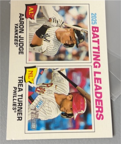 2025 Topps Heritage Batting Leaders #1 Aaron Judge / Trea Turner — front