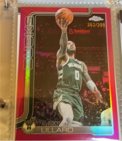 2025-26 Topps Chrome #153 Damian Lillard Magenta Refractor Milwaukee Bucks — front