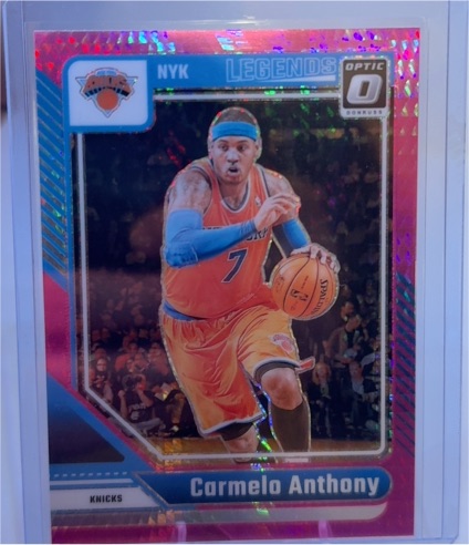 2024-25 Panini Donruss Optic #250 Carmelo Anthony Legends Pink Hyper Prizm — front