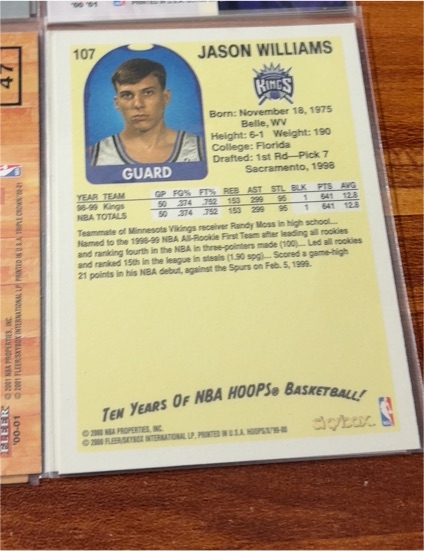 1999-00 Hoops Decade #107 Jason Williams Sacramento Kings — front