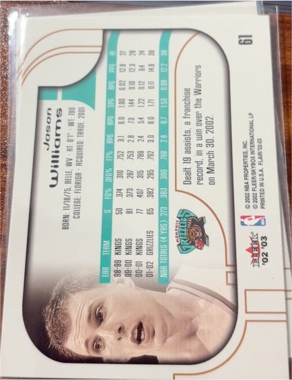 2002 Upper Deck #61 Jason Williams — front