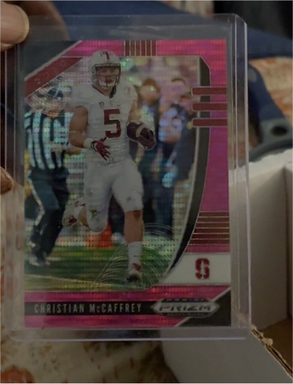 2020 Panini Prizm Draft Picks #17 Christian McCaffrey Pink Pulsar Prizm — front