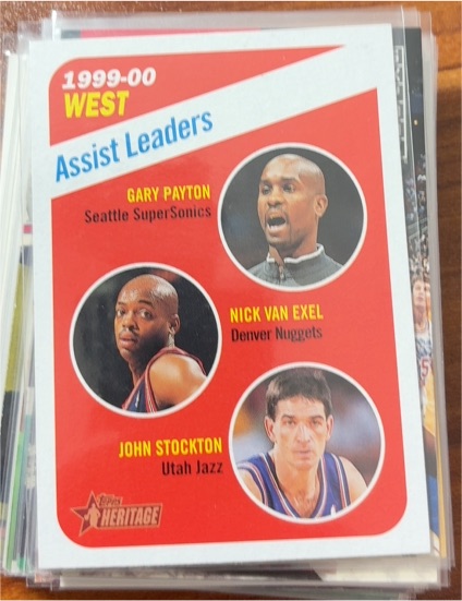 2000-01 Topps Heritage #151 West Assist Leaders Gary Payton, Nick Van Exel, John Stockton — front