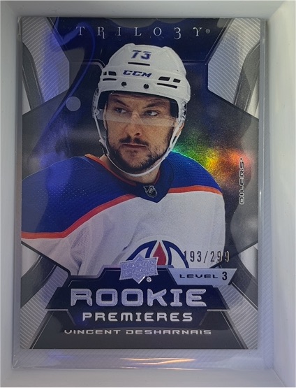 2023-24 Upper Deck Trilogy #RP-38 Vincent Desharnais Rookie Premieres Level 3 — front