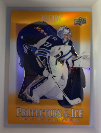 2024-25 Upper Deck Allure #PI-12 Connor Hellebuyck Protectors of the Ice Orange — front
