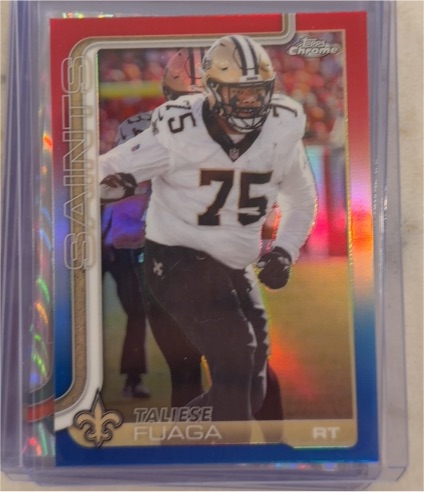 2025 Topps Chrome #219 Taliese Fuaga Red White Blue Refractor — front