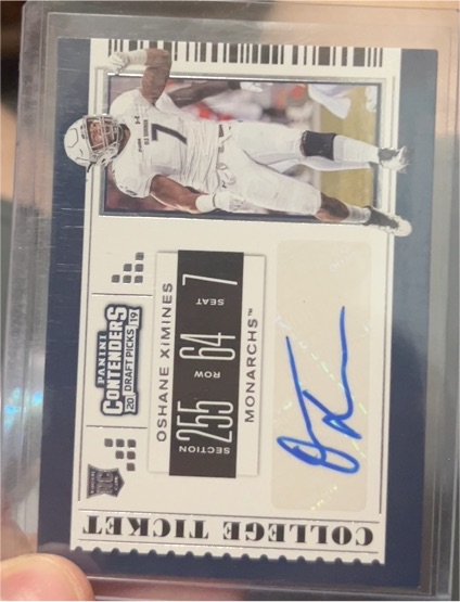 2019 Panini Contenders Draft Picks #191 Oshane Ximines — front