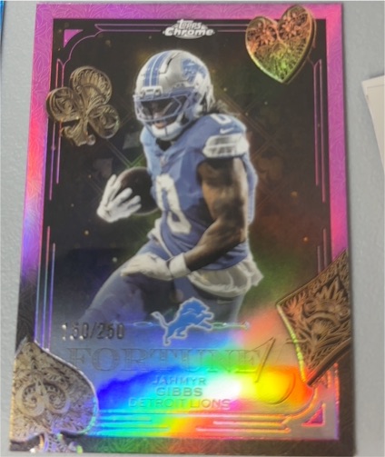 2025 Topps Chrome Fortune 15 #F15-12 Jahmyr Gibbs — front