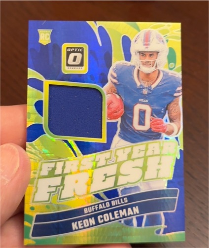 2024 Donruss Optic #FYF-KCN Keon Coleman First Year Fresh Blue Hyper Patch — front
