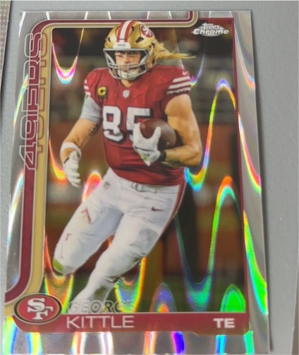 2025 Topps Chrome #267 George Kittle RayWave Refractor — front