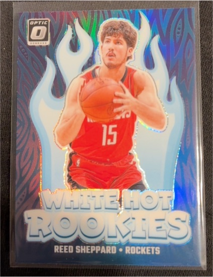 2024-25 Donruss Optic #12 Reed Sheppard White Hot Rookies Houston Rockets — front