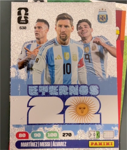 2026 Panini FIFA World Cup Adrenalyn XL #630 Lionel Messi Martinez Alvarez Eternos 22 — front