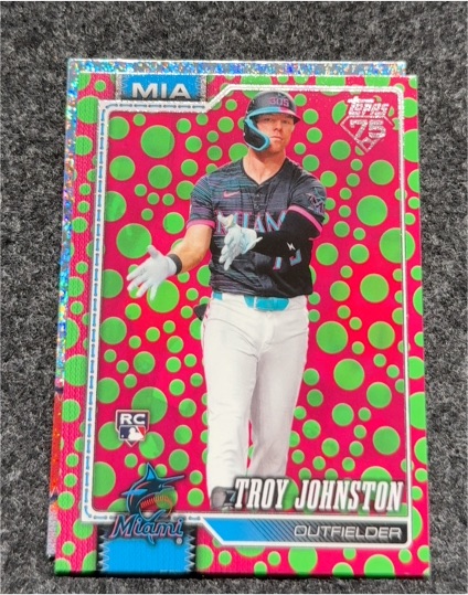 2026 Topps Series 1 #317 Troy Johnston Holiday Polka Dots Green/Pink — front