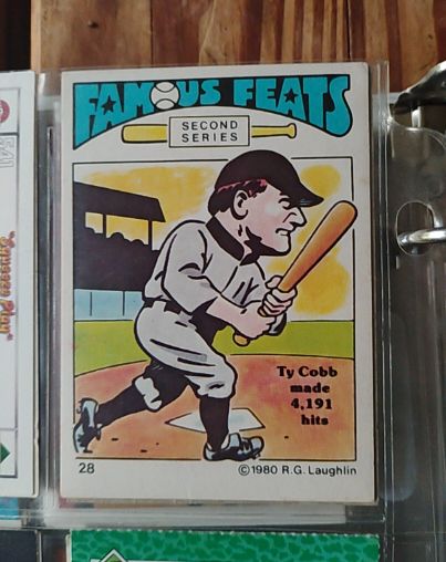 1980 R.G. Laughlin Famous Feats #28 Ty Cobb — front