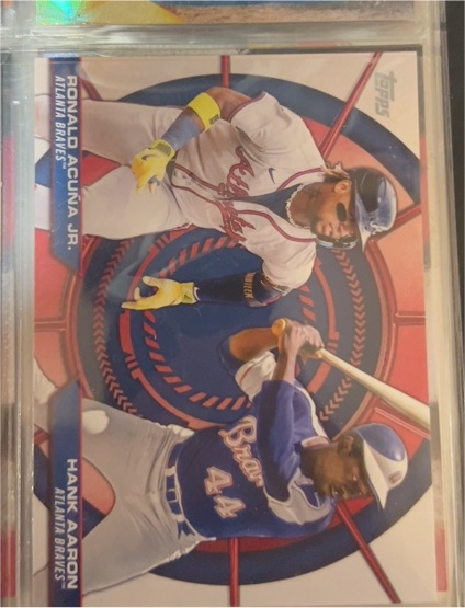 2025 Topps Series 2 #DD-16 Ronald Acuña Jr., Hank Aaron — front