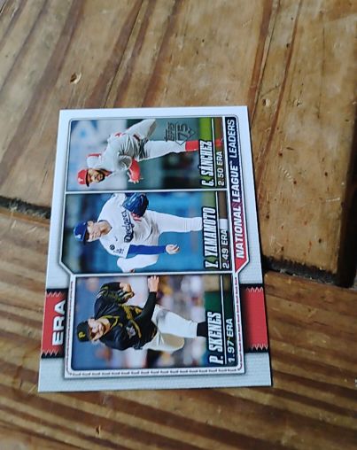 2026 Topps Series 1 #203 National League ERA Leaders Paul Skenes, Yamamoto, Sanchez — front