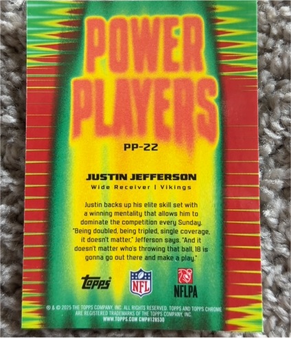2025 Topps Chrome Power Players #PP-22 Justin Jefferson — front