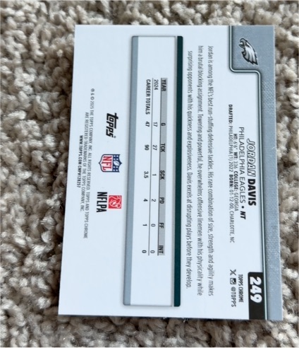 2025 Topps #249 Jordan Davis — front