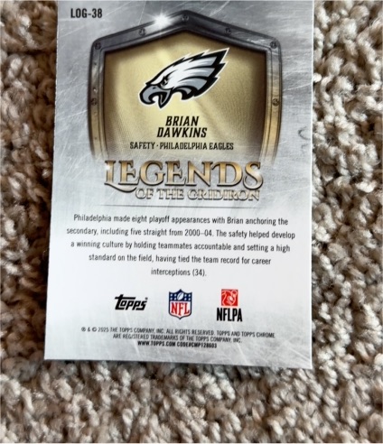 2025 Topps Chrome Legends of the Gridiron #LOG-38 Brian Dawkins — front
