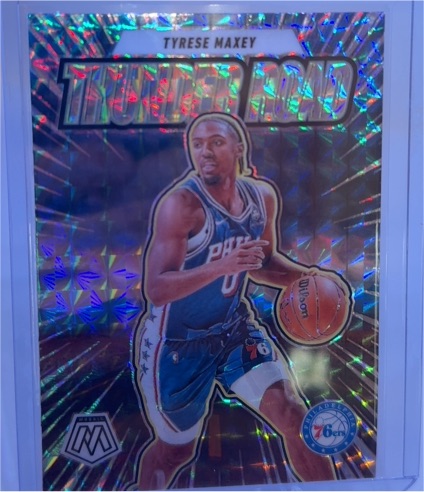 2024-25 Panini Mosaic Thunder Road #12 Tyrese Maxey — front