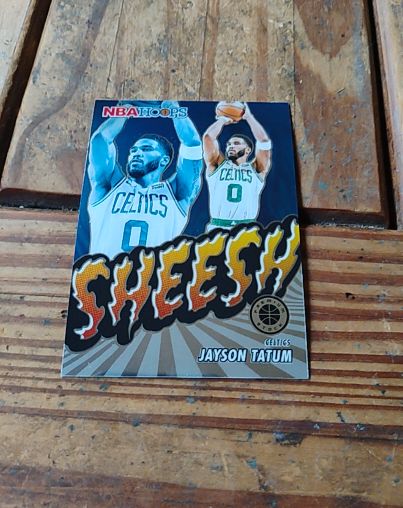 2023-24 Panini NBA Hoops Premium Stock #22 Jayson Tatum Sheesh — front