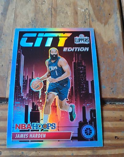 2023-24 Panini NBA Hoops Premium Stock #20 James Harden City Edition Silver Prizm — front