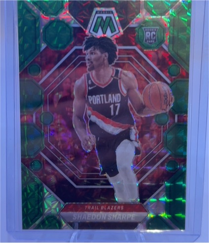 2022-23 Panini Mosaic #213 Shaedon Sharpe Green Mosaic Prizm Rookie — front