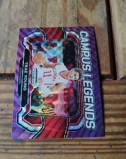 2024 Panini Prizm Draft Picks #7 Trae Young Campus Legends Purple Wave Prizm — front