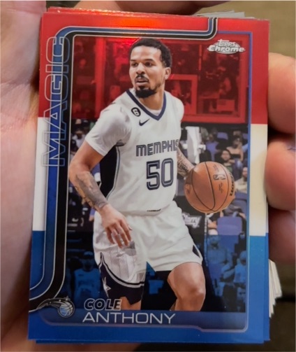 2025-26 Topps Chrome #175 Cole Anthony Red White and Blue Refractor — front