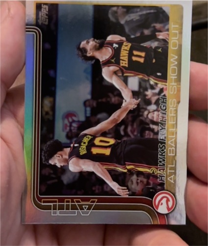 2025-26 Topps #282 Hawks Fly High ATL Ballers Show Out Trae Young Zaccharie Risacher — front