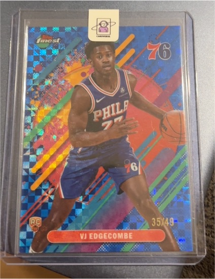 2025 Topps Finest #203 VJ Edgecombe Blue X-Fractor — front