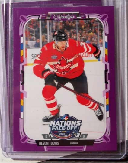 2025-26 O-Pee-Chee #540 Devon Toews Canada 4 Nations Face-Off — front