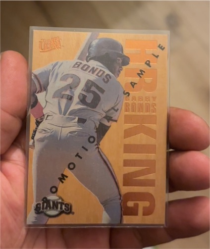 1996 Fleer Ultra #NNO Barry Bonds HR King Promotional Sample — front