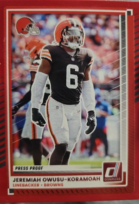 2025 Donruss #115 Jeremiah Owusu-Koramoah Press Proof Red — front