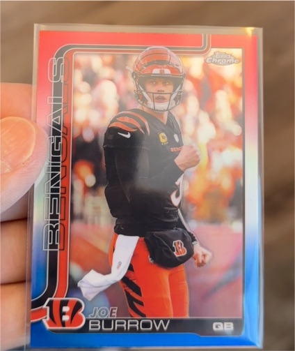 2025 Topps Chrome #61 Joe Burrow Red White & Blue Refractor — front