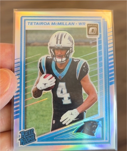 2025 Panini Donruss Optic #209 Tetairoa McMillan Rated Rookie Silver Holo — front