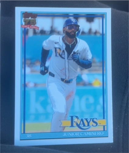 2026 Topps Series 1 #T91-62 Junior Caminero Tampa Bay Rays 75th Anniversary — front