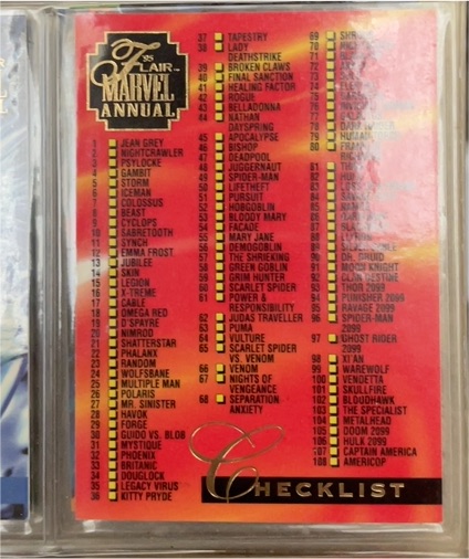 1995 Fleer Flair Marvel Annual #150 Checklist — front