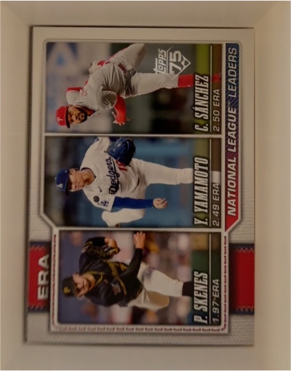 2026 Topps Series 1 #203 National League ERA Leaders P. Skenes / Y. Yamamoto / C. Sanchez — front
