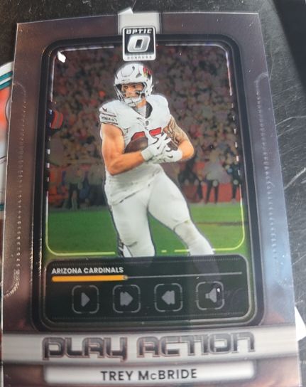 2025 Donruss Optic #8 Trey McBride Play Action Arizona Cardinals — front