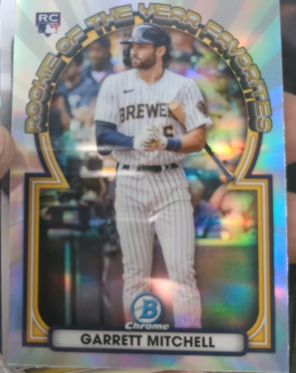 2023 Bowman Chrome Rookie of the Year Favorites #ROYF-7 Garrett Mitchell — front