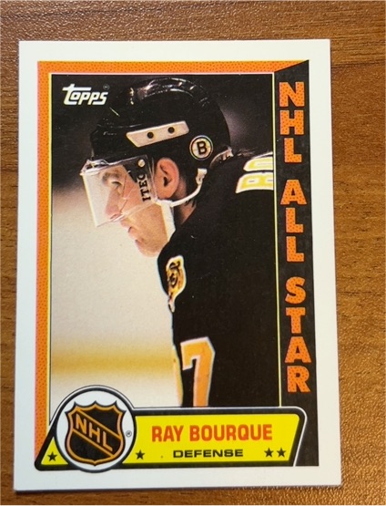1989-90 Topps #7 Ray Bourque NHL All Star Sticker — front