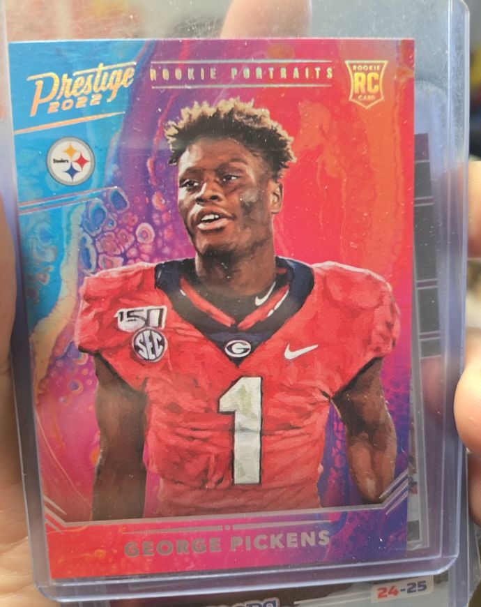 2022 Panini Mosaic #282 George Pickens Rookie Pink Camo Prizm RC Steelers — front