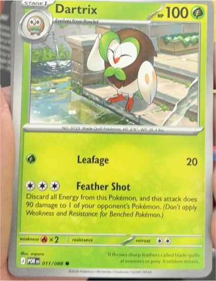 2016 Pokémon Perfect Order #011 Dartrix — front